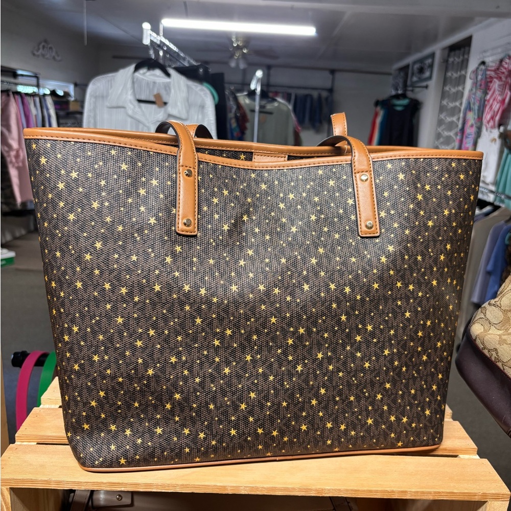 Michael Kors Brown Star-Print Tote Bag